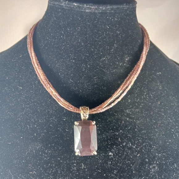 Vintage Custom Jewelry 4 Bead Strands Faux Purple Stone Pendant - Picture 1 of 13